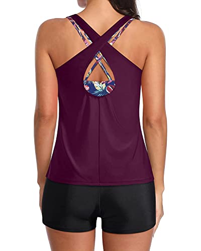 Image of Holipick 3 Piece Tankini Swimsuits for Women Tummy Control Bathing Suits Swim Tank Top with Bra Boy Shorts Teen Swimwear 2026