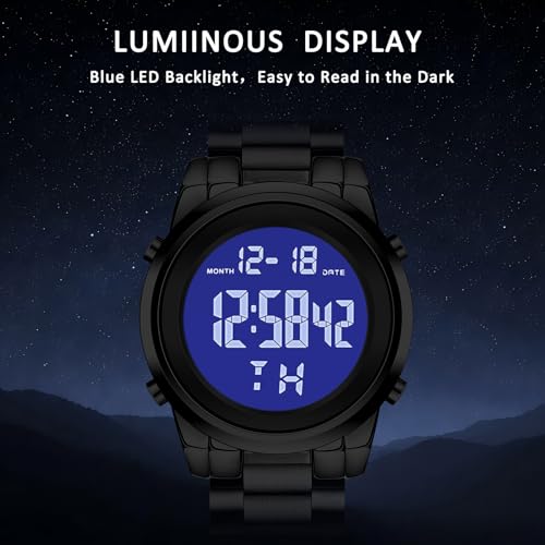 Image of Black Waterproof Digital Wrist Watches for Men Sports Mens Watch