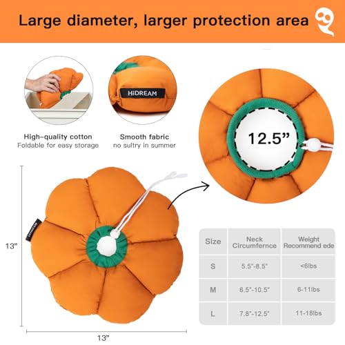 Image of Cat Cone Collar,Cute Waterproof Recovery Collar,Anti-Bite Lick Wound Healing Safety Elizabethan e Collar for Cats,Orange Pumpkin Cat Halloween Costume