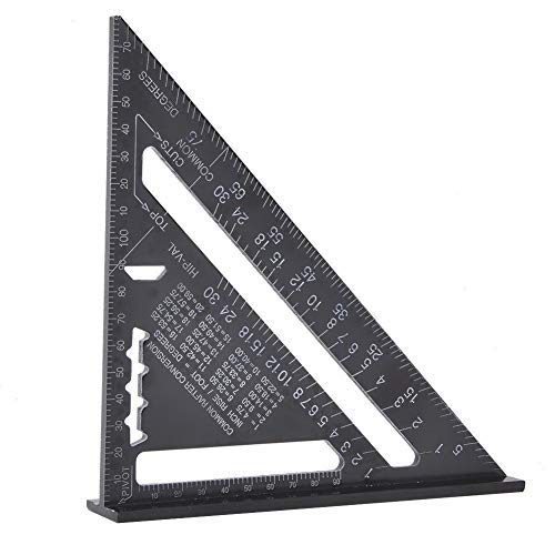 Triangular Ruler Aluminum Triangle Shape Ruler Square Protractor High Precision Measuring Tool for Engineer Carpenter, 0~7in 90°