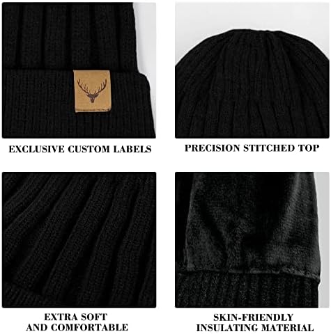 NEOLA Winter Beanie for Men Stretchy Soft Knit Beanie Fleece Lined Thicken Hats Warm Skullies Gifts for Men/Him/Dad
