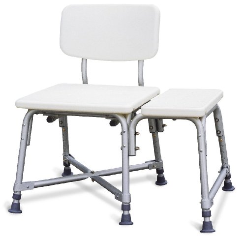 Medline Bariatric Transfer Bench with Back, Adjustable Height, and 6 Legs for Heavy-Duty Use, 550 lb. Weight Capacity