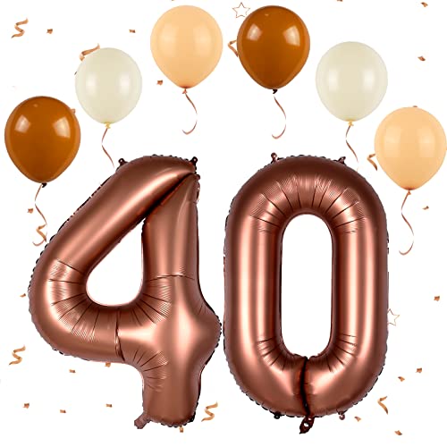 Dark Brown 40 Balloon Number, Number 40 Balloons, 40 Inch Brown 40Th Birthday Balloons With Latex Balloon, 40Th Birthday Decorations For Boy Girls, 40 Year Old Balloon For Birthday Party Anniversary #TOP18