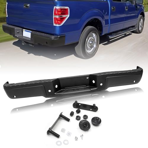 JSBOYAT Black Rear Bumper Assembly Compatible with 2009 2010 2011 2012 2013 2014 Ford F150 Styleside w/Rear Sensor Holes w/o Tow Hitch