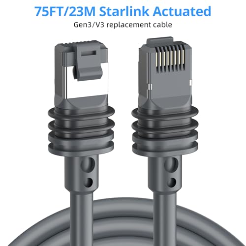 Starlink gen 3 Cable,75ft/23m Replacement Cable for starlink V3,Standard Actuated Star Link Cord Accessories,SL ethernet Cable -Gray - Thumbnail 7