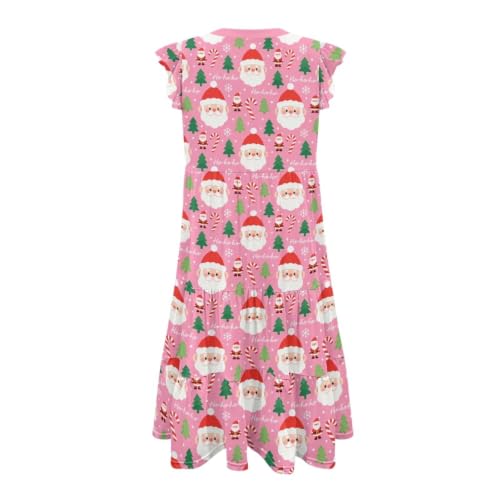 Image of Womens Summer Dress Ruffle Sleeve V Neck Dress Casual Fit Flowy Beach Vacation Sundress with Pocket S-2XL
