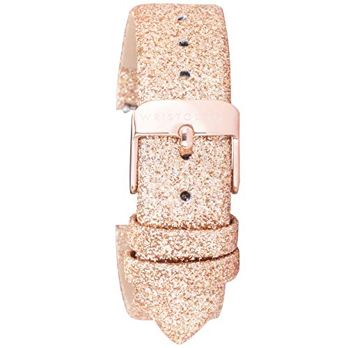 Wristology Gold Glitter Leather 20mm Watch Band - Quick Release Easy Change Mens | Womens Strap