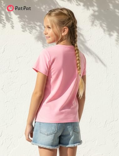 Image of PATPAT Girls Crewneck Short Sleeve Graphic Tees Animal Print Shirts Cute Summer Outfits 5-12 Years