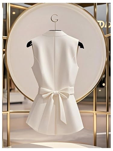 GORGLITTER Women's Sleeveless Bow Blazer Vest Top Trendy Flower Business Casual Fall Lightweight Blazers Suit Jacket2