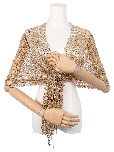 Women Sequin Shawls and Wraps for Evening Dresses, Fringed Sparkly Dressy Scarf for Wedding Party3