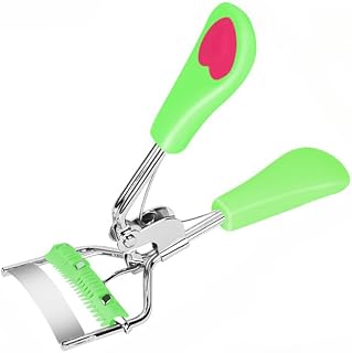 Eyelash Curler Heart Shape Eyelash Curler No Pinch Flesh Eyelash Curler Portable Beauty Tool Best Gift (Green, Rose Red)