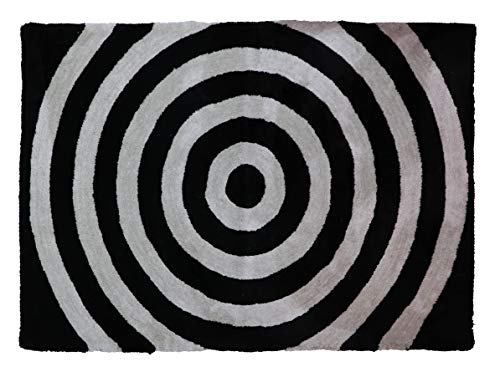 Image of THE HOME TALK Modern Polyester Area Rugs | Carpets for Living Room, Kitchen, Kid's Room, Bedroom | Microfiber Polyester Rugs | Shaggy Floor Carpet | Anti Skid Store (Silver and Black, 4' x 6' Feet)
