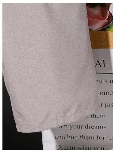 Image of Verdusa Boy's 2 Piece Outfit Casual Short Sleeve Button Up Shirt and Short Sets White Brown 11Y