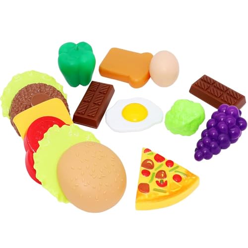DERAYEE Lebensmittel Spielzeug Kinder Hamburger Set Kunststoff Obst Gemüse Set gefälschte Lebensmittel Kinderspielzeug für Mädchen und Jungen ab 3 Jahre