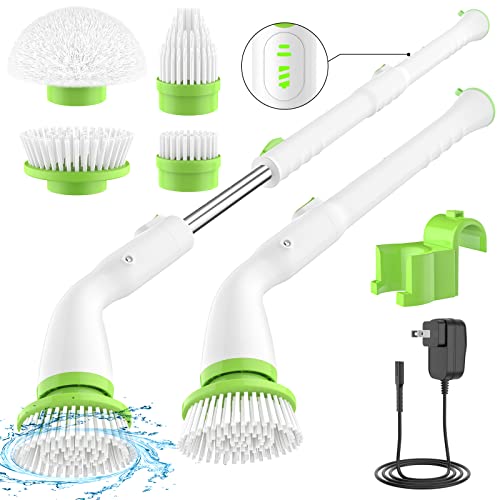 Electric Spin Scrubber, Shower Cleaning Brush With Adjustable Handle, Cordless Scrubber Tool With 4 Brush Heads, Durable Household Cleaning Tool For Window, Tub And Tile #TOP5