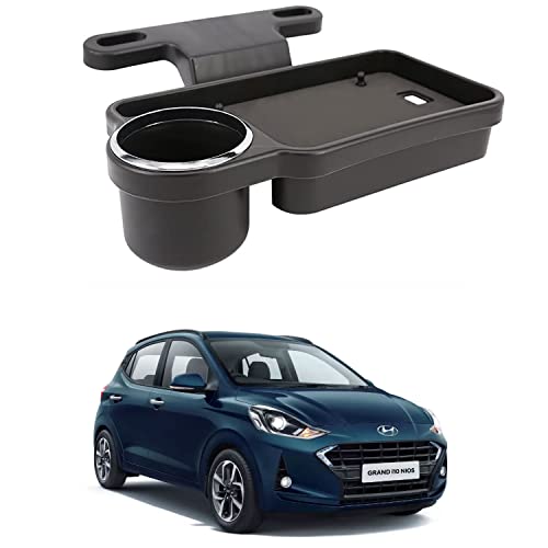Image of Oshotto (FT-04) Foldable Car Auto Headrest Rear Back Seat Table Drink Food Cup Tray Holder Compatible with Hyundai i10 Grand Nios - Black