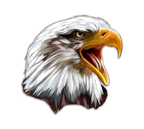 Image of American Bald Eagle Head Sticker - Patriotic Vinyl Decal for Car Truck Wall Laptop (3 inch x 3 inch)