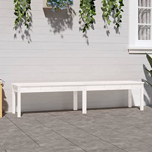 QUAHEAS Gartenbank 2-Sitzer Weiß, Massivholz Kiefer für Außenbereich & Garten, stilvolle Terrassenmöbel, robuste Sitzbank für den Balkon, Hof und draußen, 203,5x44x45 cm QUAHEAS Gartenbank 2-Sitzer Weiß, Massivholz Kiefer für Außenbereich & Garten, stilvolle Terrassenmöbel, robuste Sitzbank für den Balkon, Hof und draußen, 203,5x44x45 cm
