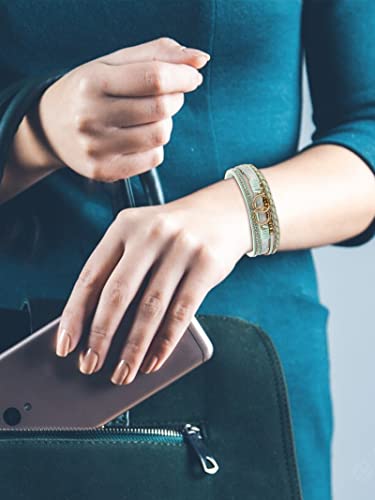 Long Tiantian Boho Leather Wrap Bracelet For Women Infinity Beaded Bracelets With Clasp Stackable Leather Cuff Bangle Bracelet(Green) #TOP1