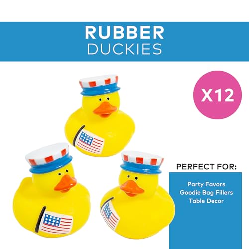 Fun Express Patriotic Rubber Ducks Party Favors 12 Pack - Mini Duckies Bulk for Kids Birthday, Classroom Prizes, Treasure Box Toys | Jeep Ducks for Ducking, Cruise Ship Hiding & Pool Party Favors image 5
