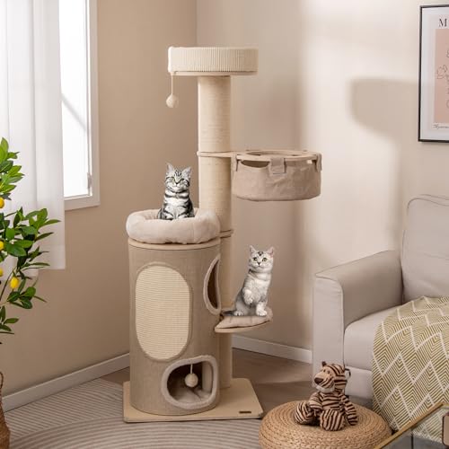 Torre de Gato de Madera Multi-Nivel 61 Pulg miniatura 2