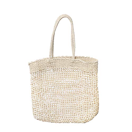 Sac bandoulière paille tricotée main beige léger pour femme tendance mode plage été