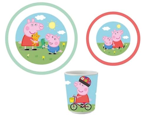 Barbo Toys Peppa Pig Mealtime Set – per neonati, bambini piccoli e piccoli – Set da pranzo con piatto, ciotola e tazza per bambini – Ufficiale Peppa Pig