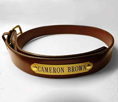 Equestrian Leather Rider's Belt 1 1/4 inch with or without Custom Engraved Solid Brass Plate(s)2