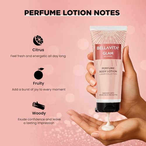 Image of Bella Vita Luxury Glam Woman Perfume Body Lotion for Nourishing, Hydrating, Soft, Supple,Healthy Skin with Argan Oil and Shea Butter 200 Ml