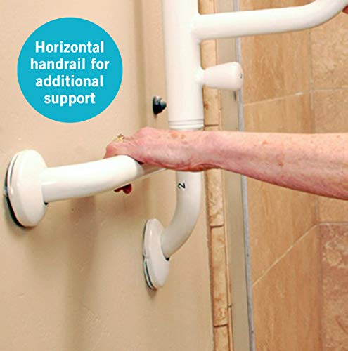 Stander The Curve Grab Bar - Elderly Rotating Wall Mounted Ladder Assist Handle + Bathroom Grab Bar Toilet Aid