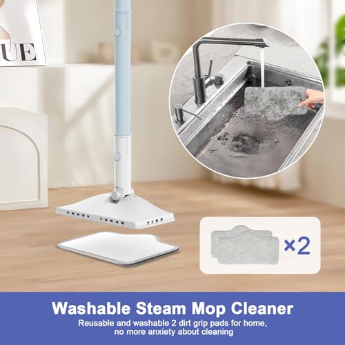 Image of Steam Cleaner, 6 in1 Rotated Steam Mop Cleaner with 2 Modes, 2 Microfiber Pads, 400ML Removable Tank, 23FT Power Cable, Detachable Steam Mops for Floor, Laminate Floor, Tiles Cleaning (Blue)