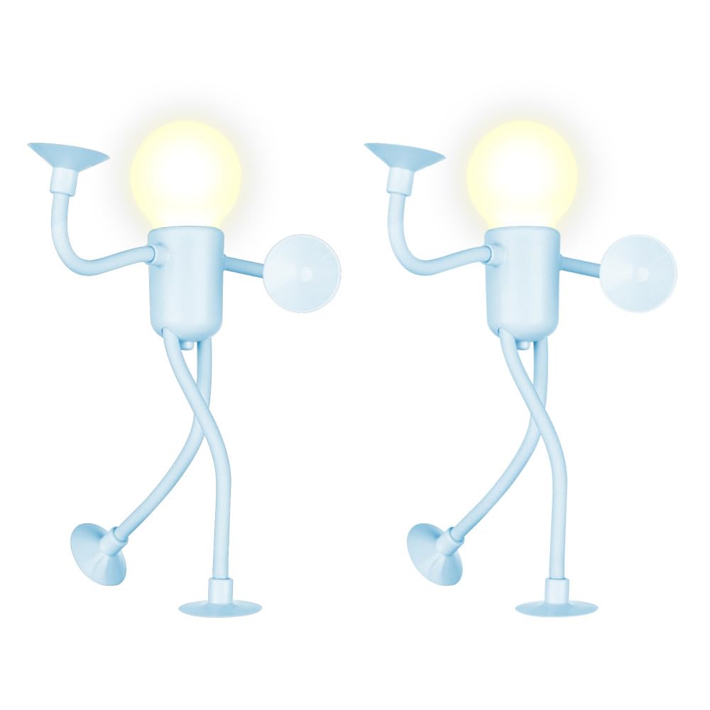 Dongker Blue 2Pcs Sportsman Night Light, 2/4Pcs Diy Shape Night Lights Changeable Shape Funny With Suction Cup For Bedroom Bathroom Hallway Kitchen Christmas Decorations Room Ornament
