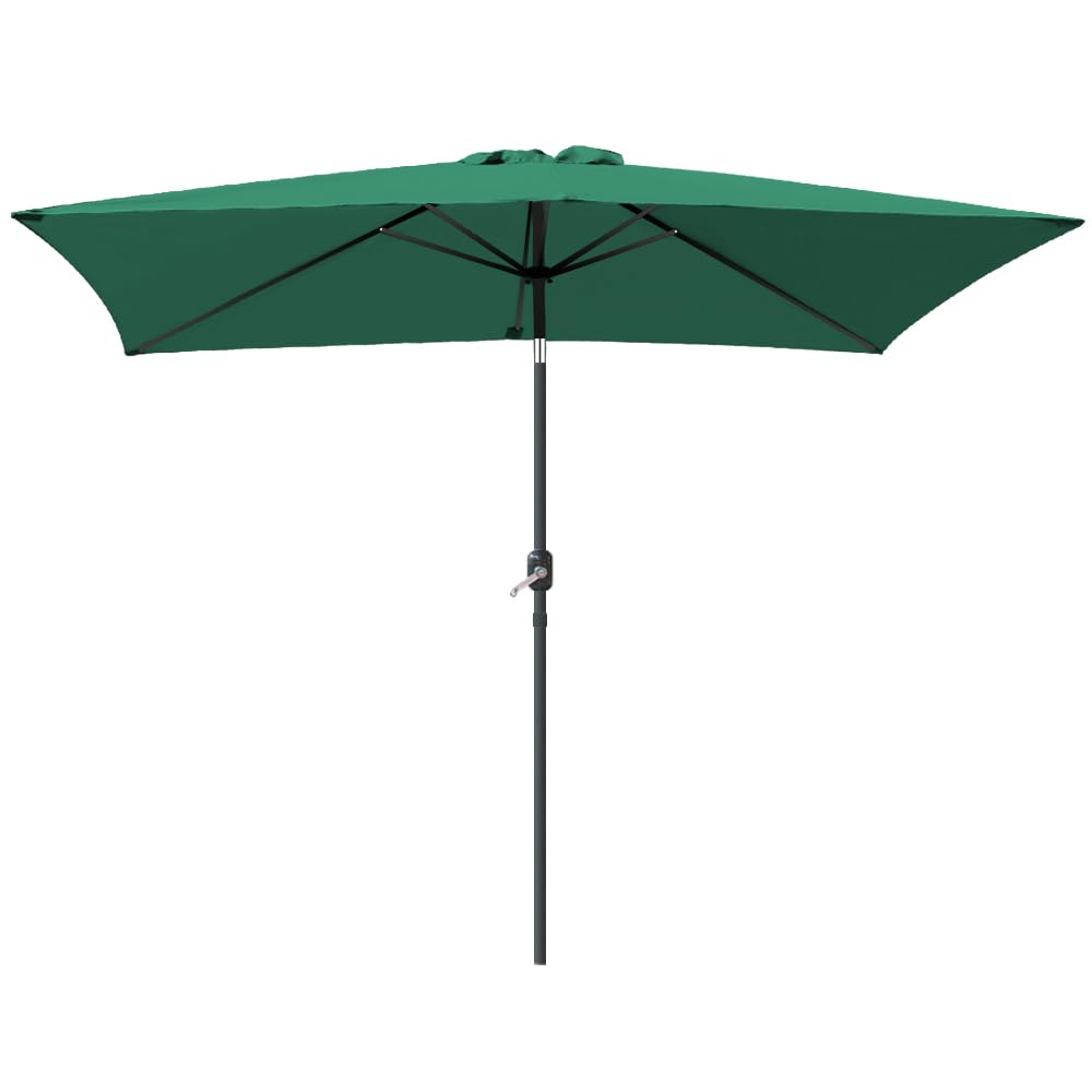 Blümme Green 2X3m Aluminum Rectangular Parasol Patio Outdoor Sun Shade Umbrella With Tilt Crank