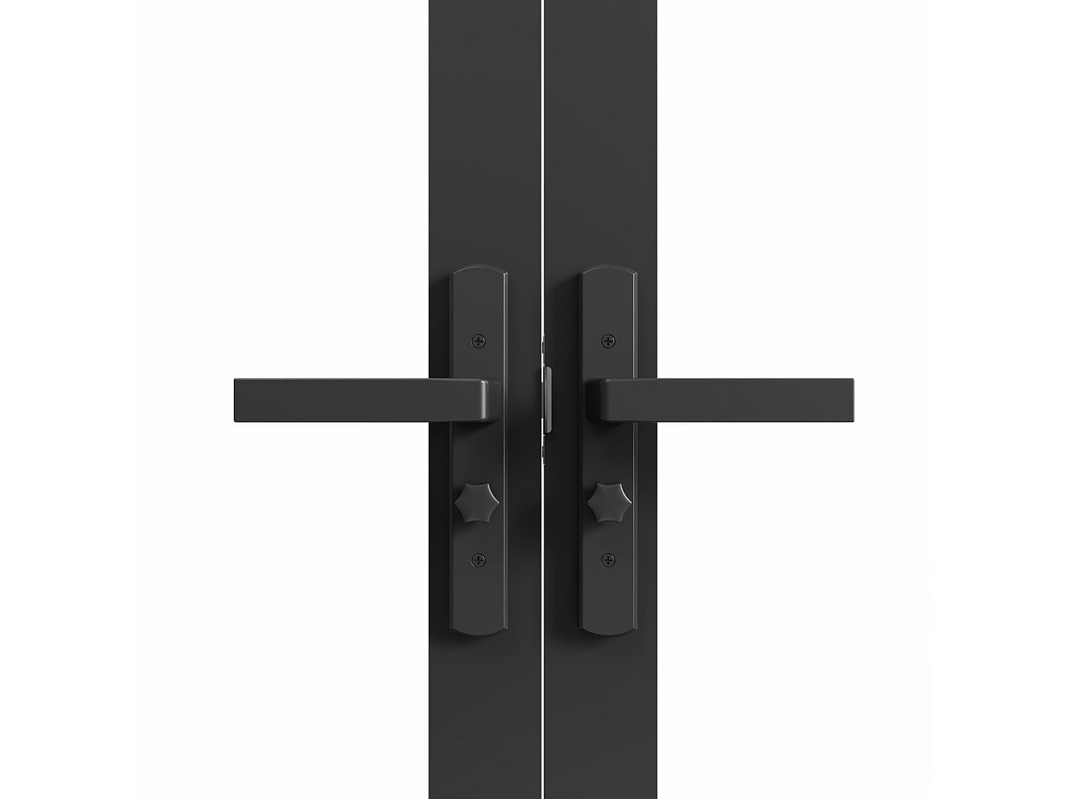 Vente-unique-Puerta de doble hoja en aluminio y vidrio esmerilado - 2 x Alt. 204 x L83 cm - Negro - SEROTO