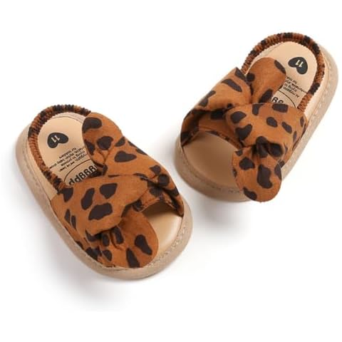 HsdsBebe Baby Girls Sandals Bohemia Flower Bow Soft Sole Toddler First Walkers Beach Summer Shoes(M2055 leopard,1) Cover