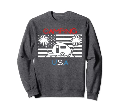 Camping USA Patriotic RV Flag 4 de julio Rojo, Blanco y Azul Sudadera