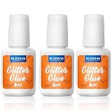 Bledras Glitzer Tattoo Kleber 3 Pcs, Körperkleber und Hautkleber für Glitzertattoos, Hautfreundlich und Sicher Glue (24ml)