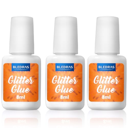 Bledras Glitzer Tattoo Kleber 3 Pcs Körperkleber und Hautkleber für Glitzertattoos Hautfreundlich und Sicher Glue (24ml)