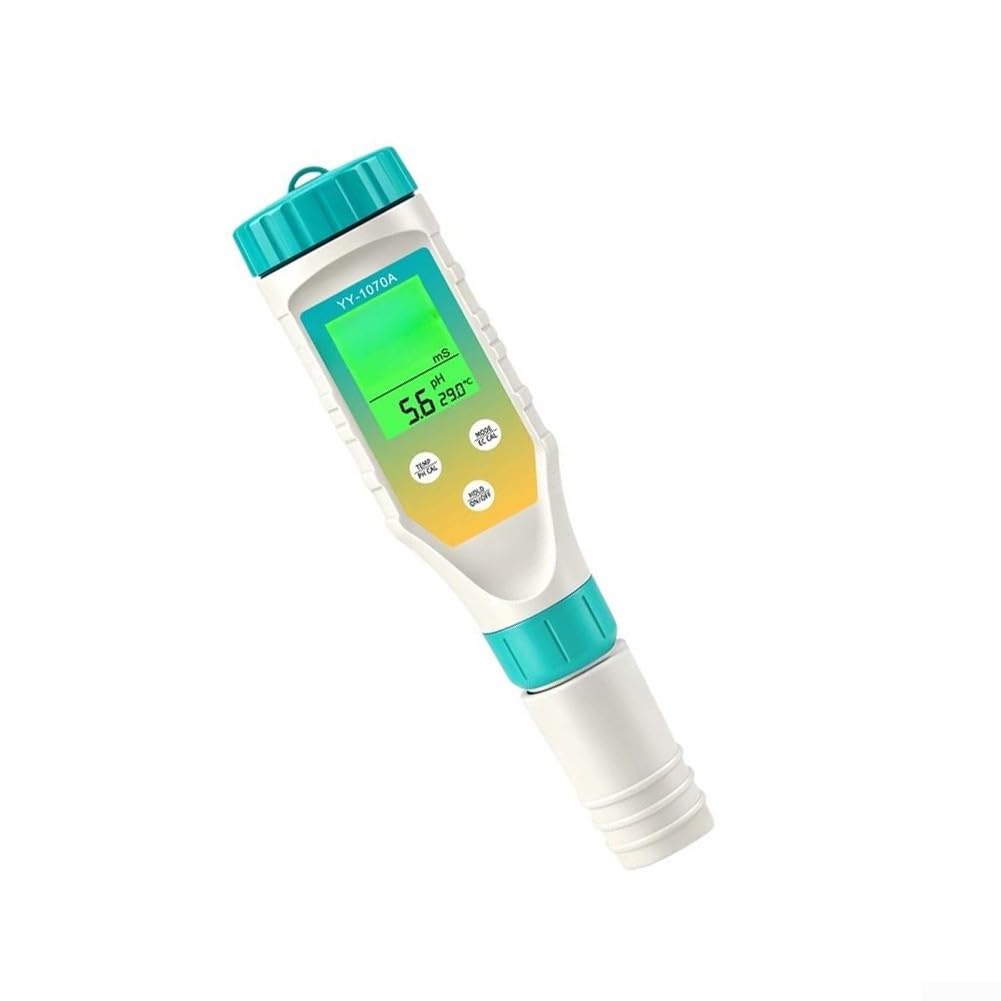 Probador de calidad de agua recargable 7 en 1, medidor de pH para piscinas, acuarios, hidropónicos, con retroiluminación LCD, bolígrafo impermeable IP67