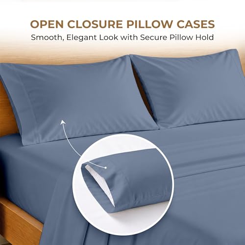 Image of SGI bedding 100% Egyptian Cotton Sheets Full XL Size - 600 Thread Count Sheets Set, Soft, Cooling, 15 inch Deep Pocket, Luxury Hotel Bedding, Breathable, Durable - Mediterranean Blue