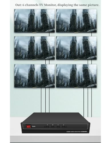 Suckoo 3RCA AV Audio Video Switch Splitter 4 in 6 Out 4 in 4 Out DVD Player Game Console TV Box External 6 Port TV Monitor Projector Stereo Headphone Adapter Composite AV Selector Switch Box