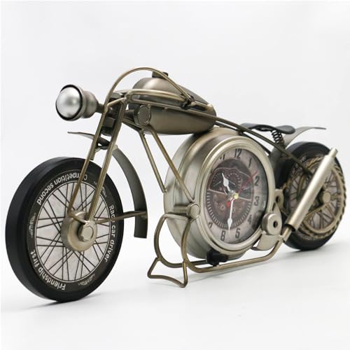 GLOWMIRTH Retro Wall Sculptures,Motorcycle Decor,Antique Shelf Clock,vintage table clock for
