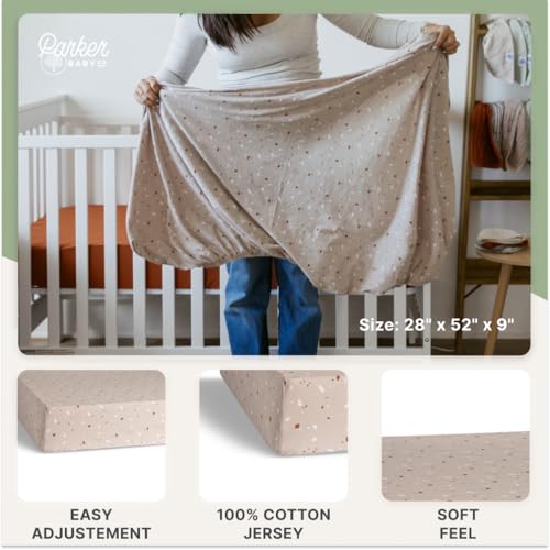 Image of Parker Baby Soft & Durable Fitted Baby Crib Sheets | Snug Fit for Standard Crib Mattresses | Machine Washable, Fade-Resistant & Modern Nursery Designs