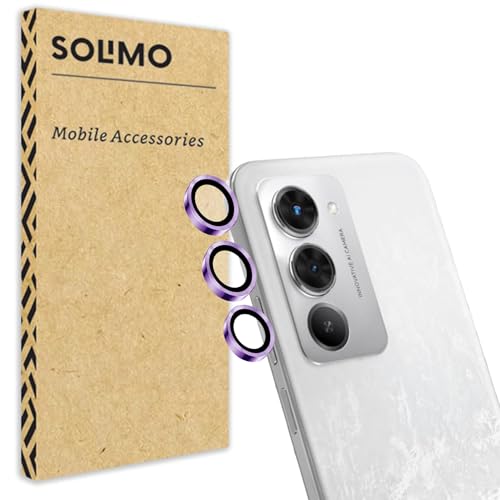 Image of Amazon Brand - Solimo Camera Glass Lens Protector Ring for Redmi 15 5G Case Friendly with Edge to Edge Coverage and Easy Installation (Purple)