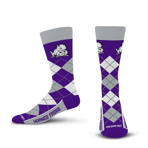 For Bare Feet NCAA TCU HORNED FROGS Argyle Remix Premium Dress Sock Team Color OSFM