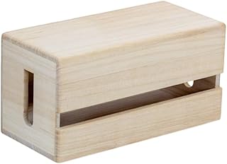 Masuda Paulownia Wood Cable Management Box – Handmade Wooden Cord Organizer for Power Strips, Routers, Chargers – Eco-Friendly Desktop Cable Storage – Made in Japan (Plain, Small)