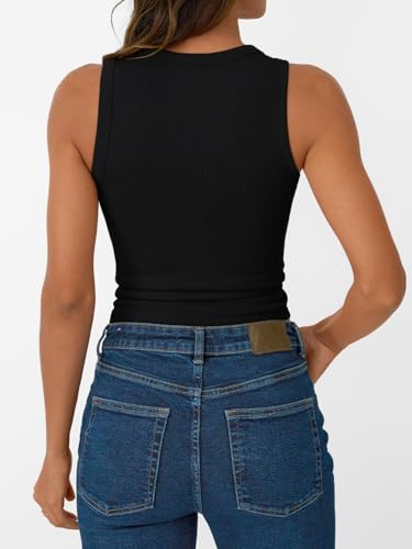 SUNBS Womens 3 Pack Tank Tops Summer 2025 Sleeveless Racerback Ribbed Workout High Neck Basic Trendy Fashion Clothes4