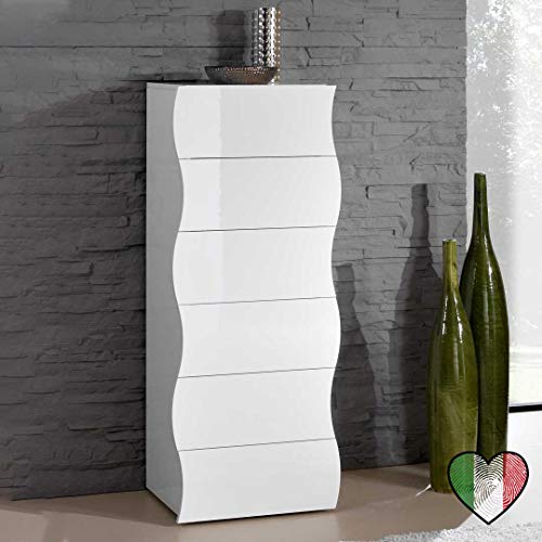 Stilprojectstore Settimino 6 Cassetti Bianco Lucido - Onda - Made in Italy
