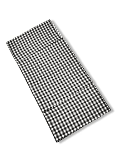 Image of Deevine Craft 4 Fold Cotton Cover 5 inch Thick Mattress Medium Hard Firm Single Size Folding Pure White Epe Foam 4 Fold Mattress For Travel,Picnic (Black And White Gingham Plaid Check (4 Fold 35X72X5 inch)