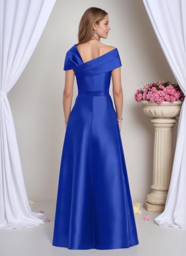 Satin Mother of The Bride Pant Suits for Wedding Off The Shoulder Formal Jumpsuits 2 Pieces Evening Dress with Bow3